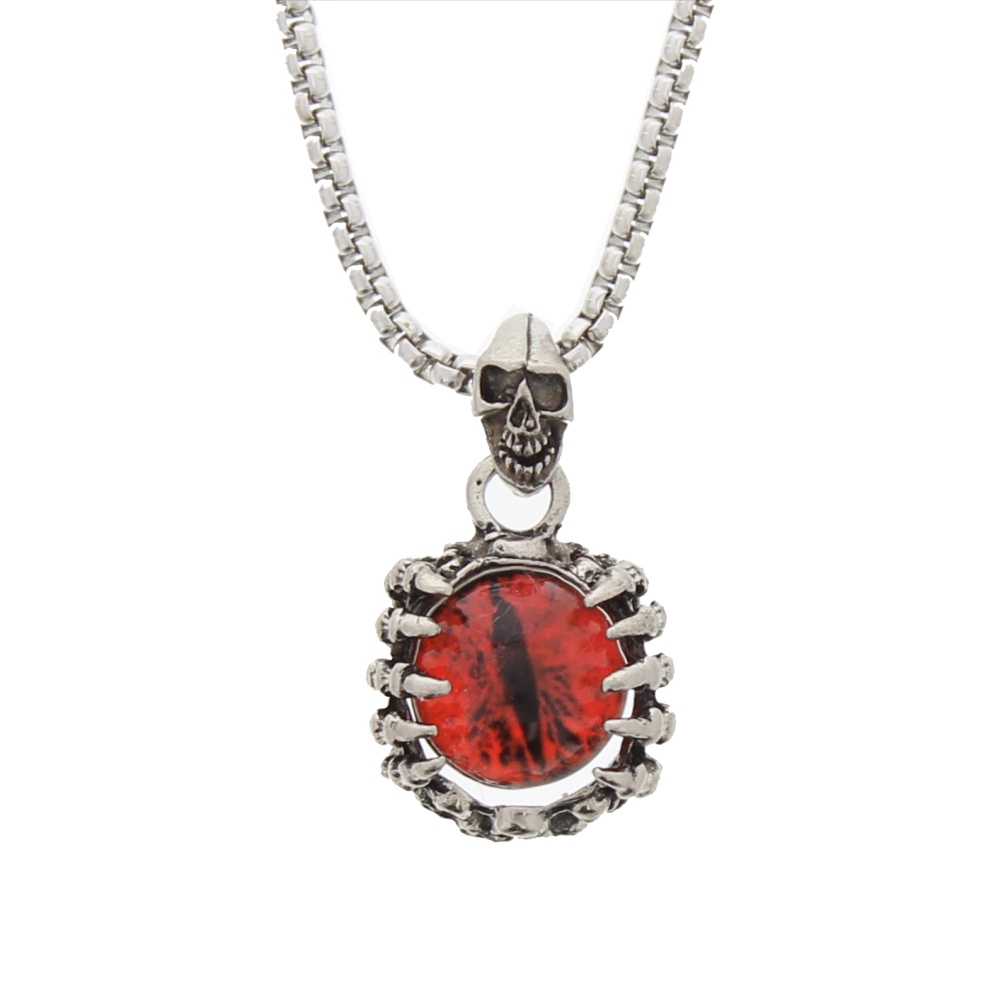 Zac's Alter Ego - Red Evil Eye, Claws & Skull Pendant Necklace - Red